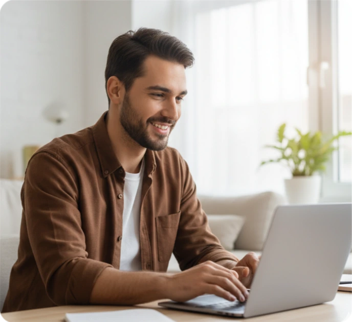 Persona practicando conversación en inglés en curso online intensivo