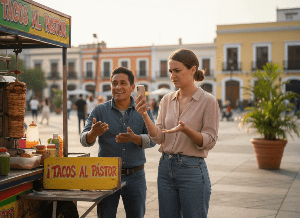 foreign student in live online Spanish class Spanish language structured program modules Praxis Spanish method conversation coaching student speaking Spanish confidently online